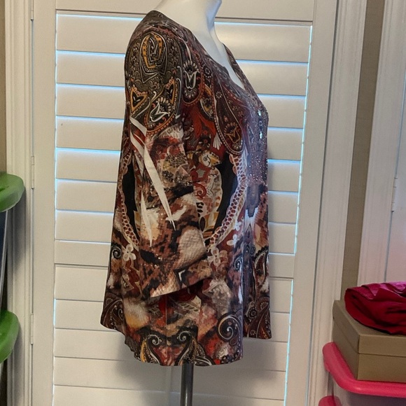 Style & Co. Paisley Print Blouse - Brown and Black - Picture 3 of 10